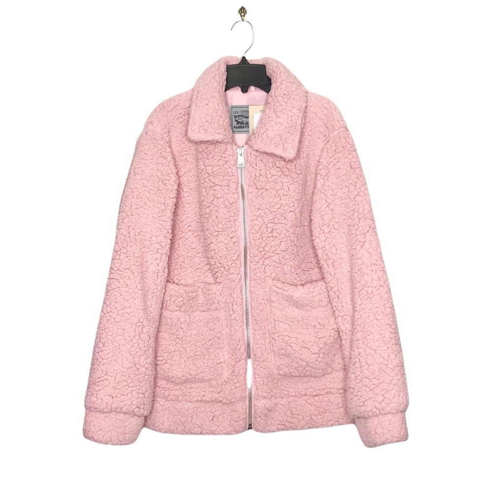 Levi's Women’s Oversized Sherpa Bomber Jacket Pink Small - Picture 5 of 9